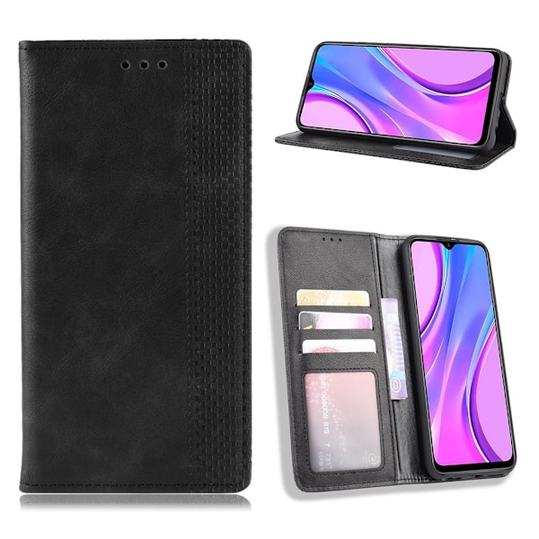 Bofink Vintage läder Xiaomi Redmi 9 fodral - Svart Svart