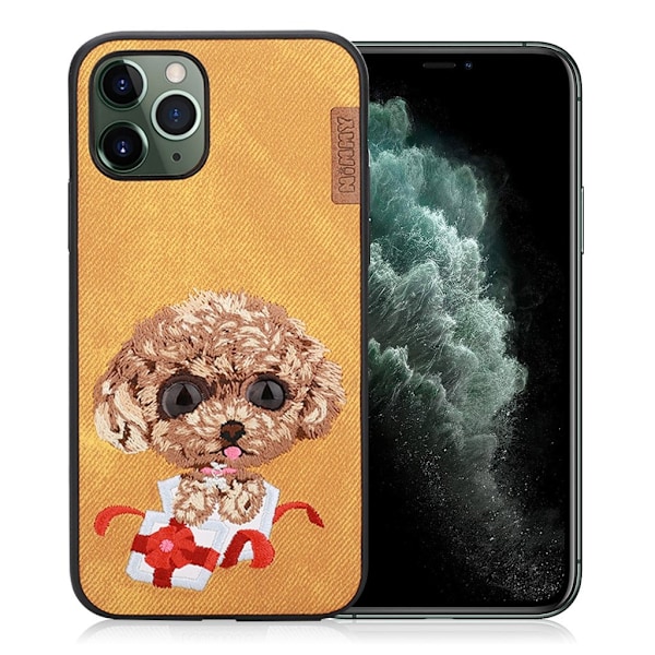 Nimmy Sött husdjur iPhone 11 Pro Max Broderat fodral - Gul Gul