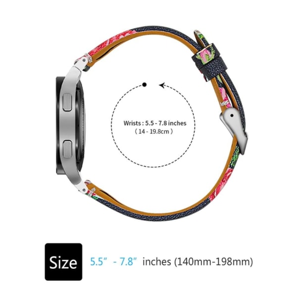 T-formad urholkning av klockarmband i äkta läder för Samsung Galaxy Watch 4 - Svart Röd Ros multifärg