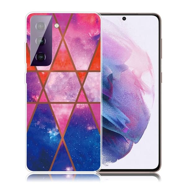 Marble Samsung Galaxy S21 FE Etui - Rose / Oransje / Blå Multicolor