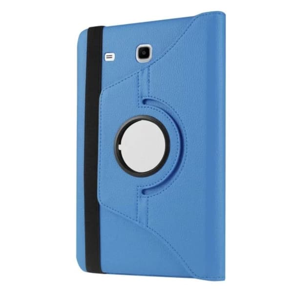 Jessen Samsung Galaxy Tab E 9.6 lær etui med roterende bak stativ.  Lyse Blå Blue