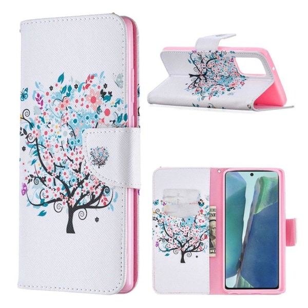 Wonderland Samsung Galaxy Note 20 Flip Etui - Blomst Træ Multicolor