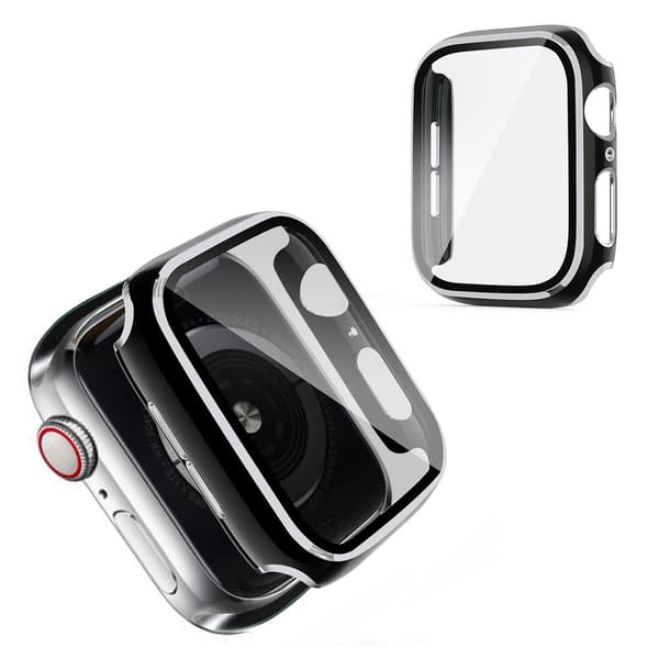Apple Watch Series 3/2/1 38mm cool ramme med hærdet glas - Sort / Sølv Black