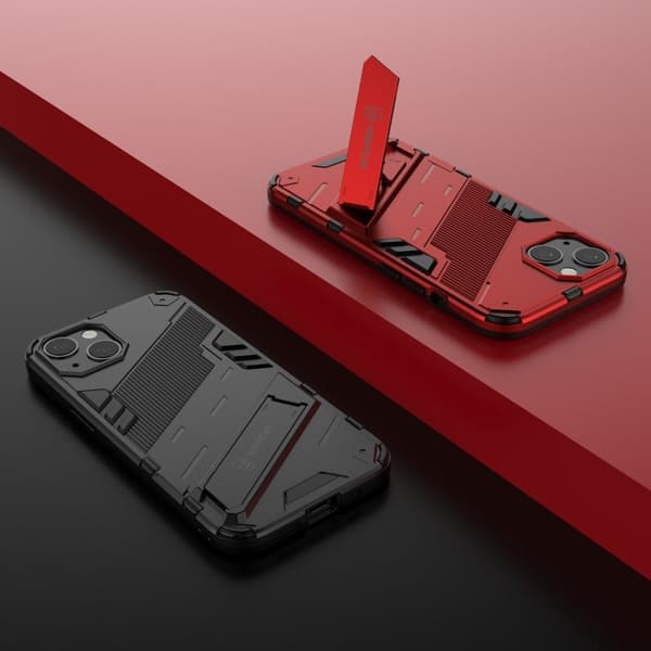 Kickstand Hybrid Dual Layer Hard Bumpresistent Soft Flexible stødsikkert Protective Case iPhone 13 6,1 tommer - Rød Red