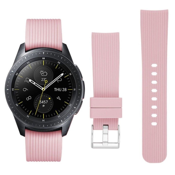 Samsung Galaxy Watch (42mm) klockarmband silikon randig textur – Rosa Rosa