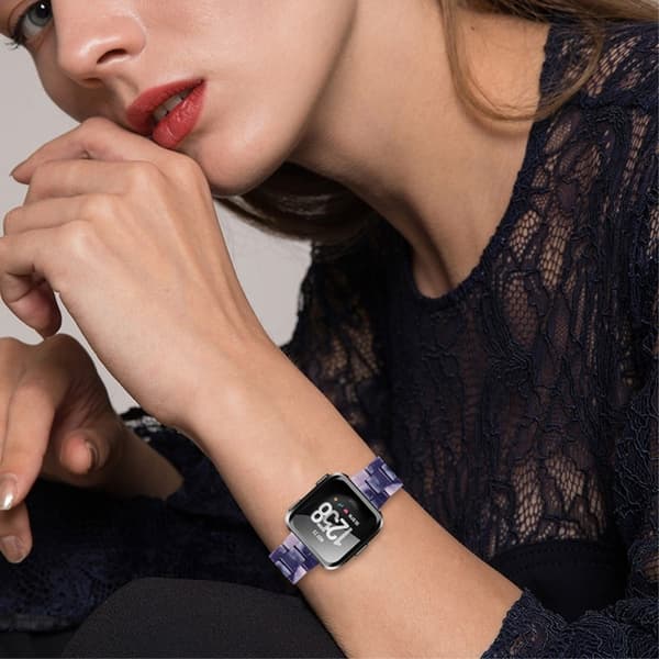 Fitbit Versa 2 / Versa Lite hurtigutløsende klokkerem av harpiks - Svart / Rosa Multicolor
