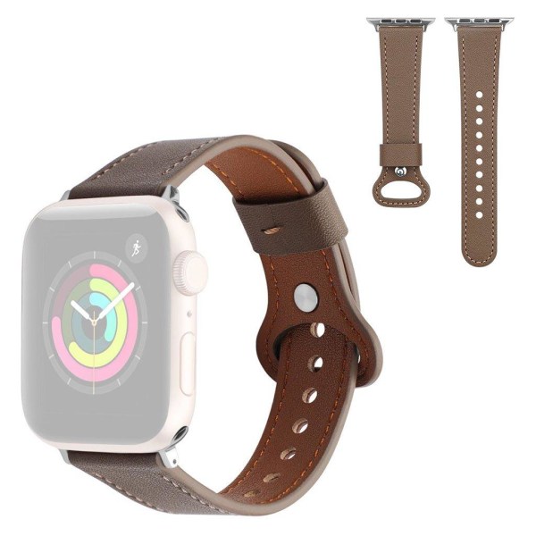 Apple Watch 42mm - 44mm aito nahkaranneke - Kahvi Brown