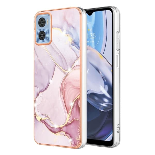 Marble Motorola Moto E22 / E22i Etui - Rose Gull Klinkekule Pink