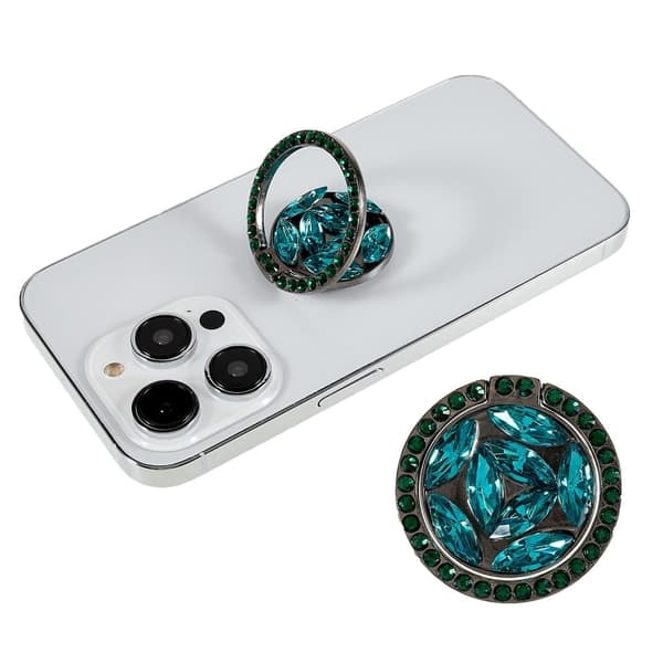 Smykkringholder for smarttelefon i rhinestone-stil - Smaragdgrønn Green