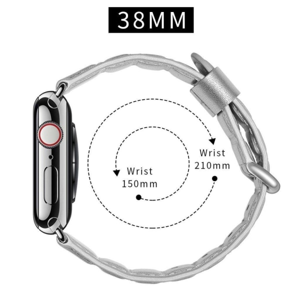 Apple Watch Series 5 40mm komfortabel ægte Læderbelagt Urrem - Sølv Silver grey