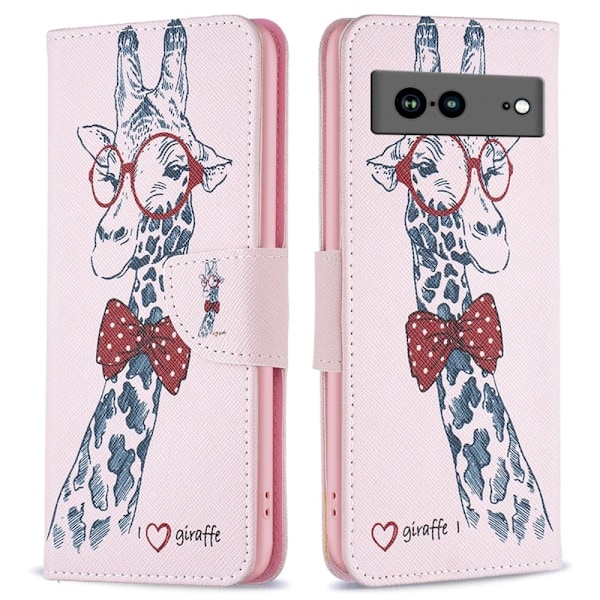 Wonderland Google Pixel 7a Läppäkotelo - Giraffe Pink