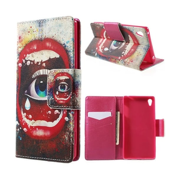 Moberg Sony Xperia Z3+ Læder Etui med Kortholder - Læber Og Øjne Multicolor