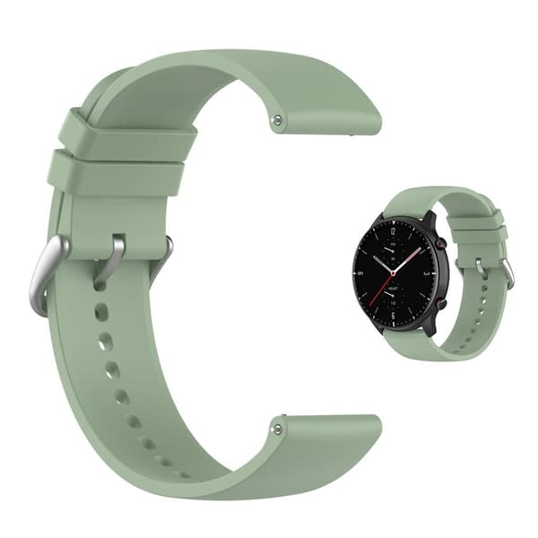 22 mm universal klockarmband i silikon med snabbkoppling - Is Tallgrön / Silverspänne Grön