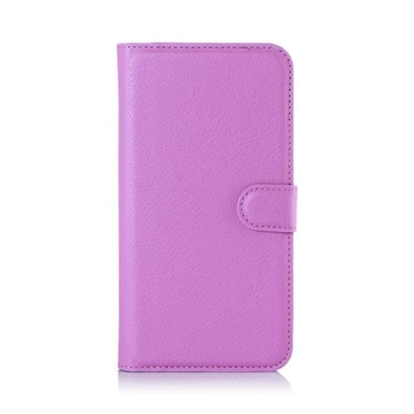 Lg K10 Litsi Pintainen Nahkakotelo Lompakko Standillä - Violetti Purple