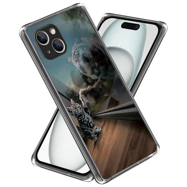 Deco iPhone 15 Plus cover - Spejlkat Silver grey