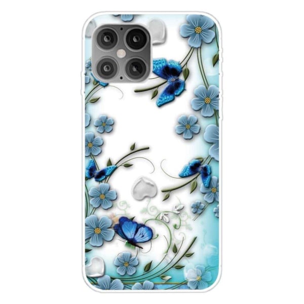 Deco iPhone 12 / 12 Pro case - Flower and Butterfly Blue