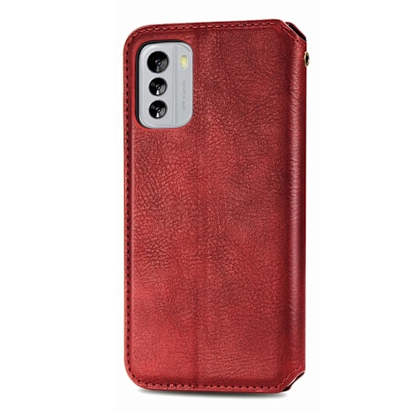 Læder Etui med A Stilfuldt Rhombus Tryk til Nokia G60 - Rød Red