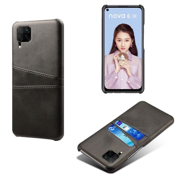 Dual Card etui - Huawei P40 Lite / Nova 6 SE - Sort Black