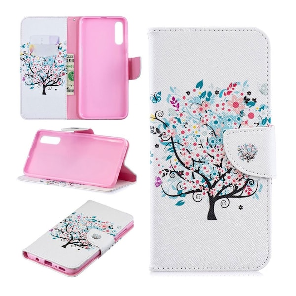 Samsung Galaxy A70 mønster læretui - Flowered treet Multicolor