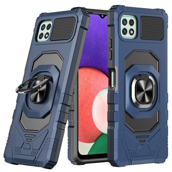 Slidstærkt cover i hård plast med blød inderside og kickstand til Samsung Galaxy A22 5G - Blå Blue