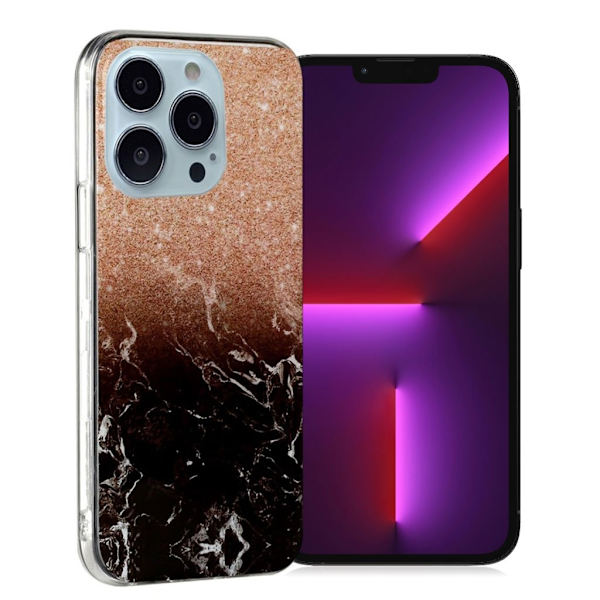Marble iPhone 13 Pro Suojakotelo - Ruusukulta / Musta Multicolor