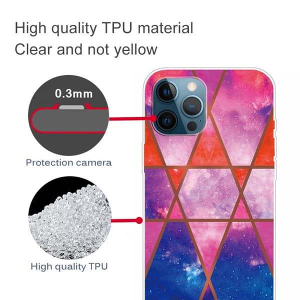 Marble iPhone 13 Pro Max Suojakotelo - Rose / Oranssi / Sininen Multicolor