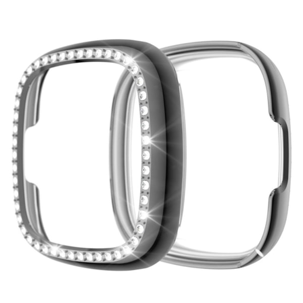 Fitbit Versa 3 / Sense stilfuld rhinestone-ramme - Grå Silver grey