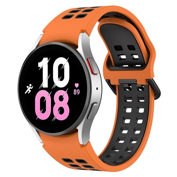 Samsung Galaxy Watch 5 / 4 / 3 (41mm) dobbeltfarvet silikoneurrem - Orange / Sort Orange
