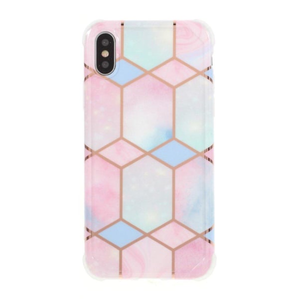 Marble iPhone Xs Max case - Hexagonal Pink and Cyan Marble Pink