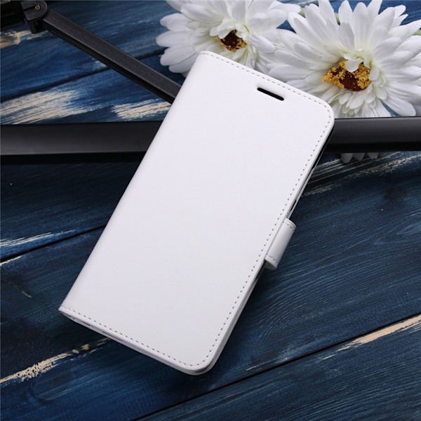 Crazy Horse Huawei Y7 PU læder flip etui - hvid White