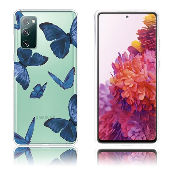 Deco Samsung Galaxy S20 FE 5G / S20 Fe Etui - Blåe Sommerfugler Blue