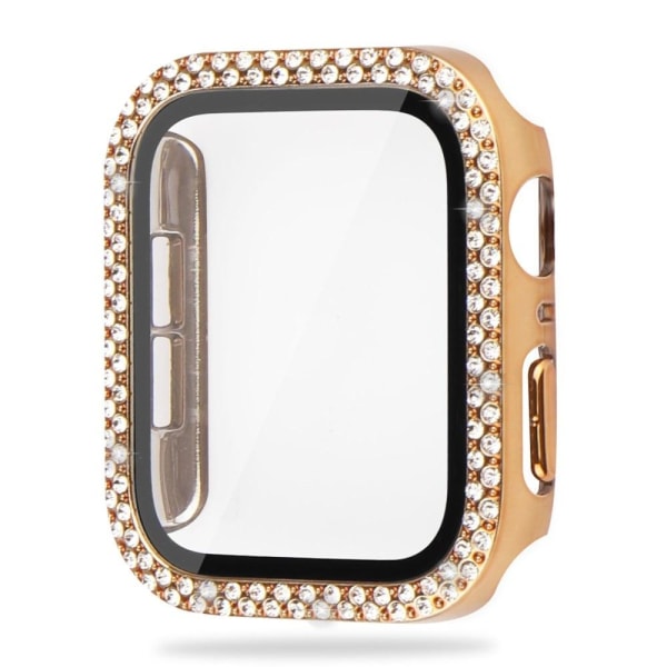 Apple Watch SE 2022 (44 mm) cover med rhinestone-dekor og hærdet glas - Guld Gold