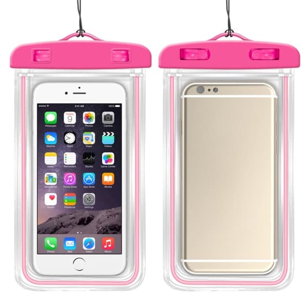 Universal luminous waterproof bag for 7.2 inch smartphone - Pink Pink