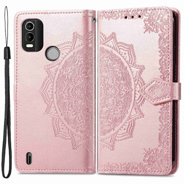 Mandala Nokia C21 Plus Flippetui - Rose Gull Pink