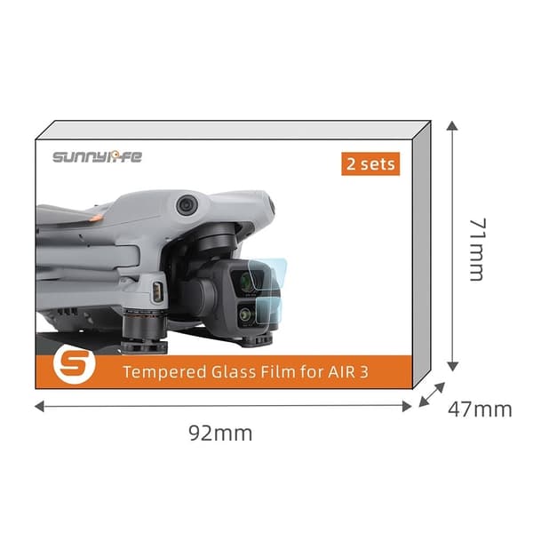 SUNNYLIFE DJI Air 3 Camera Lens Protector 9H Tempered Glass Film Transparent