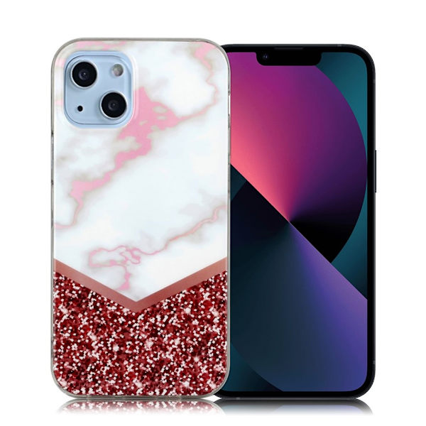 Marble design iPhone 13 cover - Glitter Pailletter Splejsning Multicolor