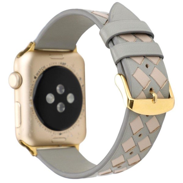 Apple Watch Series 4 40mm vævet ægte læder Urrem - Grå Silver grey