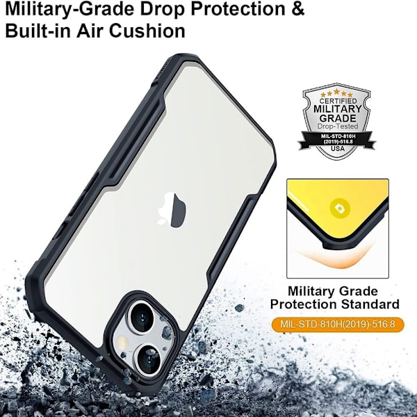 XUNDD iPhone 13 6,1 tommer Ridsefast anti-fald Præcise udskæringer Blødt telefon cover Akryl og fleksibel airbag Faldsikkert etui - Sort Black