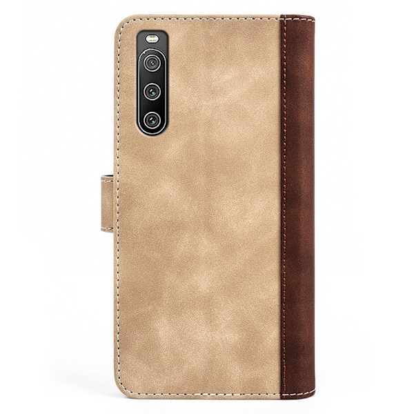 Kaksivärinen nahkainen läppäkotelo Sony Xperia 10 IV - Keltainen Yellow