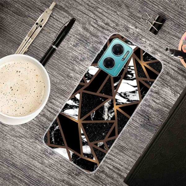 Marmordesign Xiaomi Redmi Note 11E deksel - Fragmenter Av Svarte Fliser Black
