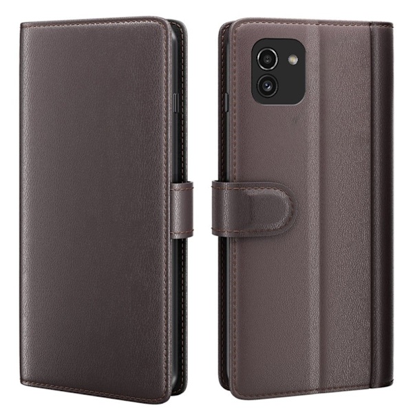Aito nahkakotelo luottokorttipaikoilla Samsung Galaxy A03 Core - Ruskea Brown