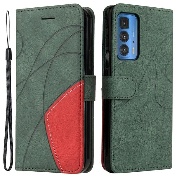 Teksturert læretui med stropp for Motorola Edge 20 Pro - Grønn Green