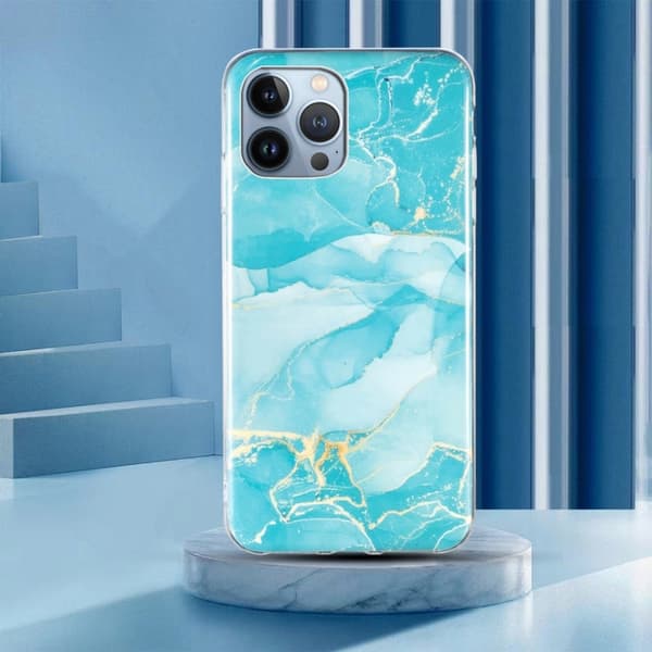 Marmormotiv iPhone 15 Pro skal - Grön Grön