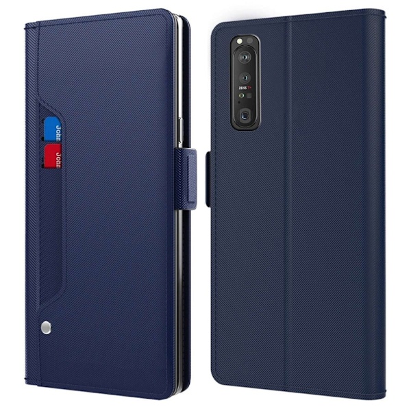 Phone Suojakotelo With Make-up Mirror And Slick Design For Sony Xperia 1 III - Sininen Blue
