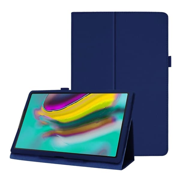 Samsung Galaxy Tab S5e litchi lædercover - mørkeblå Blue