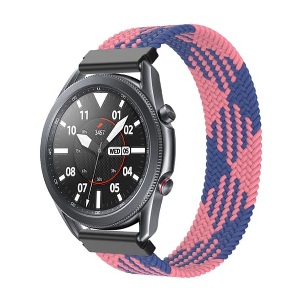 Samsung Galaxy Watch 3 (45 mm) elastisk nylon-urrem - Blå / Lyserød Størrelse: L Multicolor