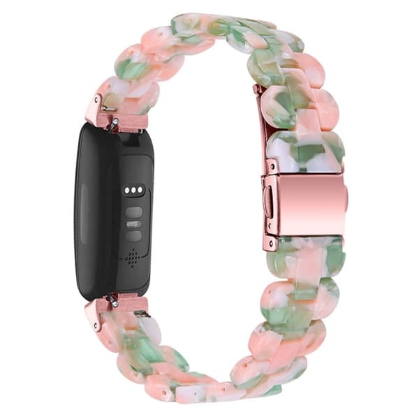 Fitbit Inspire 2 / Inspire HR oval resign urrem - Lyserød / Grøn Multicolor