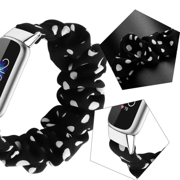 Fitbit Luxe moderigtig elastisk urrem i scrunchie-stil - Sort Po Black