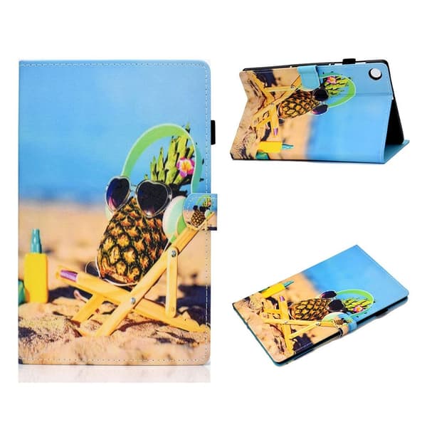 Lenovo Tab M10 FHD Plus Mønster Printing Lær Etui - Ananas Multicolor