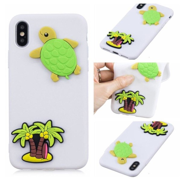 iPhone 9 Plus mobilskal silikon 3D mönster - Vit sköldpaddsmönst multifärg
